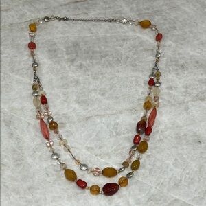 Avon Red and Gold Beaded Necklace